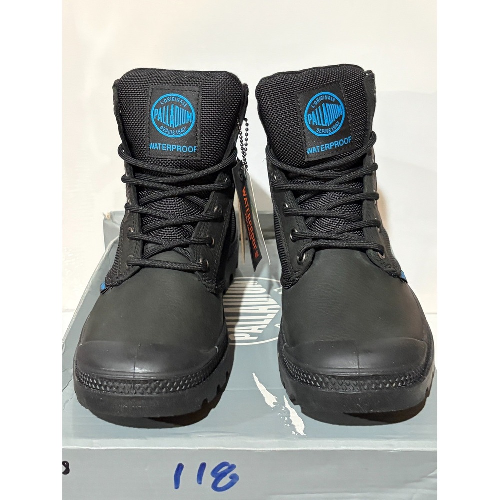 Palladium Pampa Sport Cuff Waterproof Boots Black Leather Women 5M Mens 3.5M